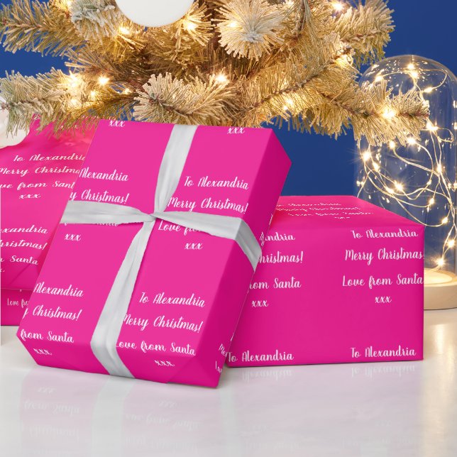 Love From Santa Hot Pink Christmas Wrapping Paper (Holidays)