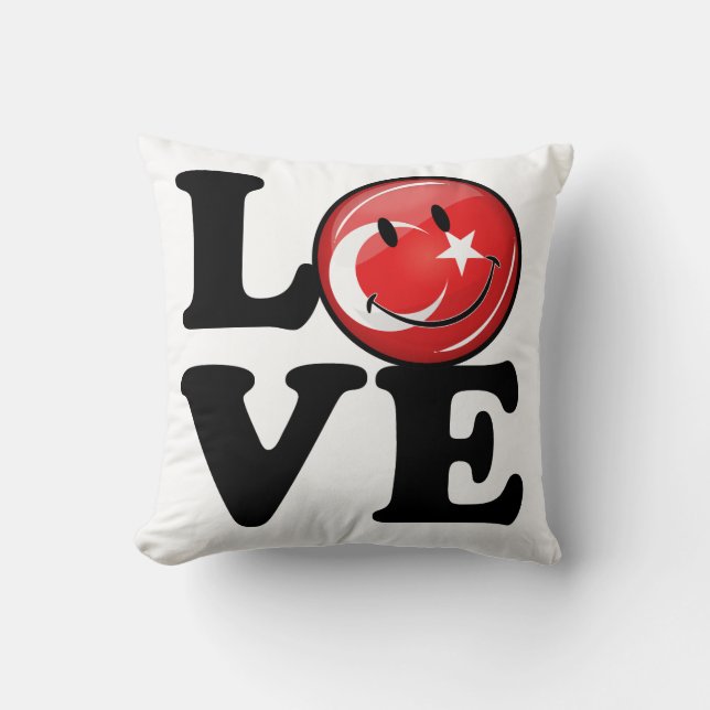 Love From Turkey Smiling Flag Cushion (Front)