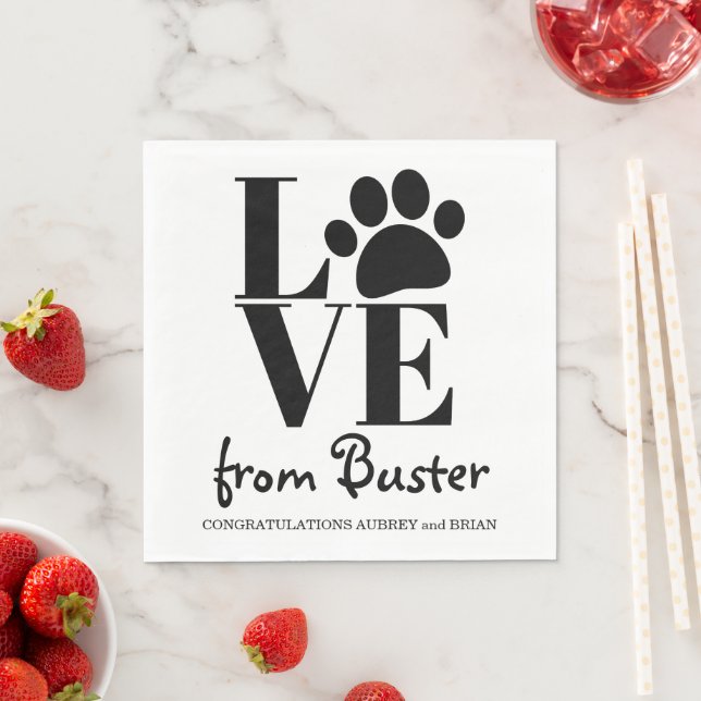 Love from your Dog Wedding Napkin (Insitu)