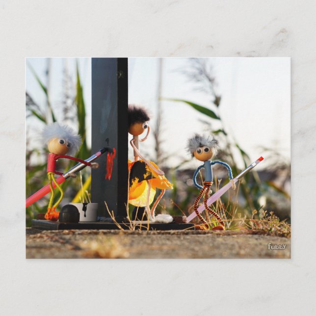 Love fubby puppet that painted heart postcard (Front)