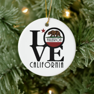 LOVE Fullerton California Ceramic Ornament