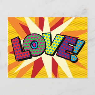 LOVE Fun Colourful Modern Typography Announcement Postcard