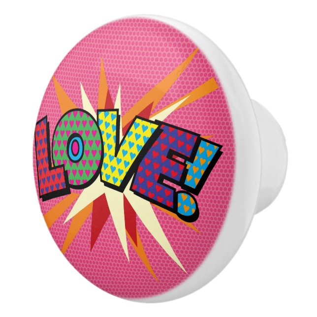 LOVE Fun Retro Comic Book Pop Art Ceramic Knob (Right)