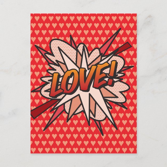 LOVE Fun Retro Comic Book Pop Art Postcard (Front)