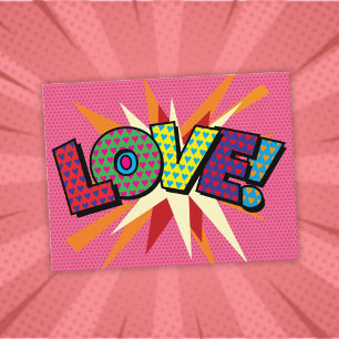 LOVE Fun Retro Comic Book Pop Art Postcard