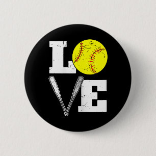 Love Funny Softll Player  6 Cm Round Badge