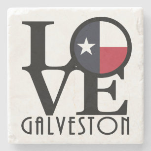 LOVE Galveston Texas Stone Coaster