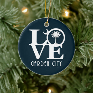 LOVE Garden City South Carolina Ceramic Ornament