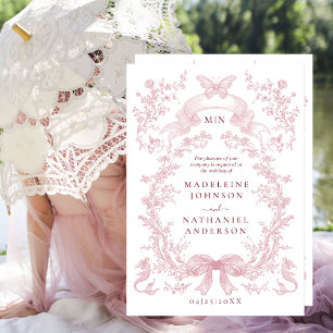 Love Garden French Floral Frame Formal Wedding Invitation