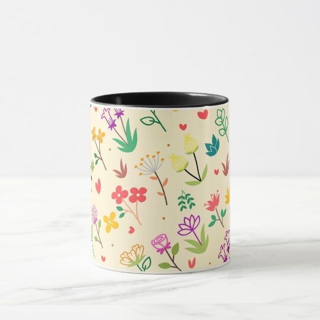 Love Garden Spring Flowers & Hearts  Mug (Center)