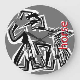 LOVE GEOMESKY ANIMALS horse BY MASANSER Large Clock