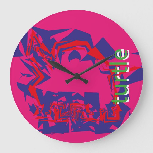 LOVE GEOMESKY ANIMALS turtle BY MASANSER Large Clock (Front)