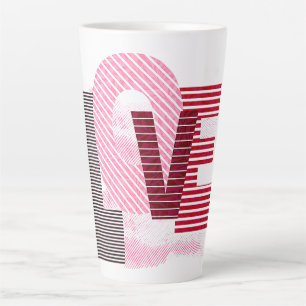 Love Geometric Magenta Letter Latte Mug