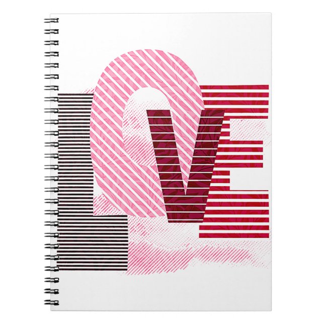 Love Geometric Magenta Letter Notebook (Front)
