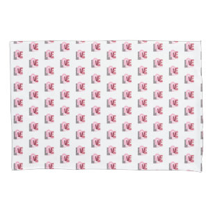 Love Geometric Magenta Letter Pillowcase