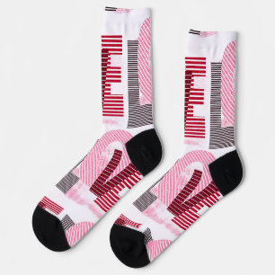 Love Geometric Magenta Letter Socks
