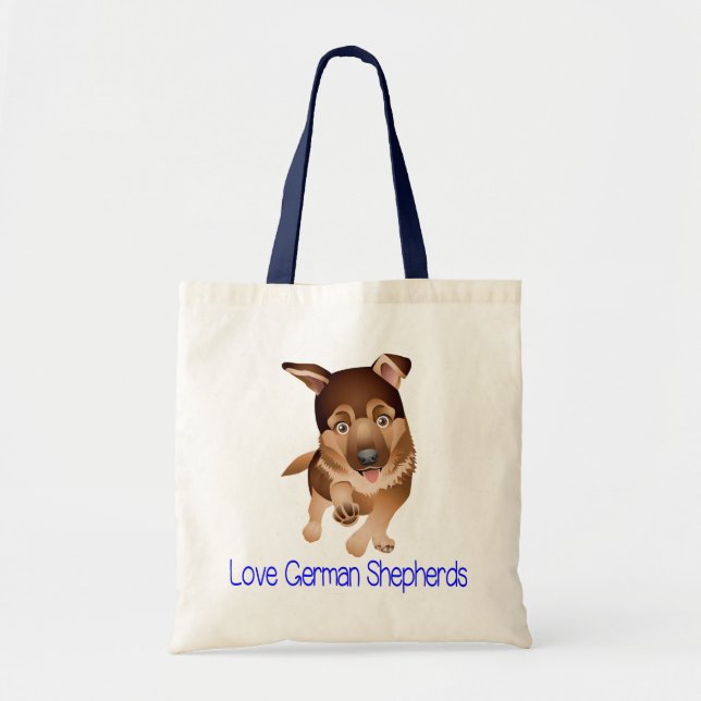 Love German Shepherd Puppy Dog Canvas Tote Bag (Front)