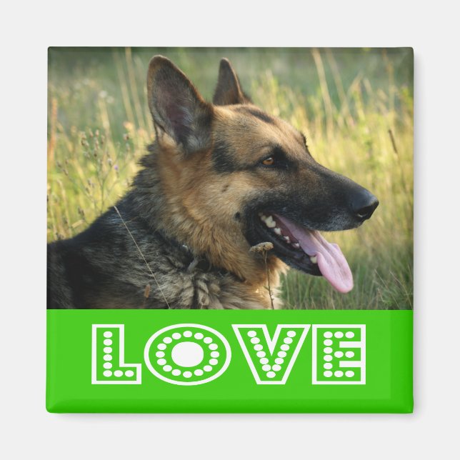 Love German Shepherd Puppy Dog Fridge Magnet (Front)
