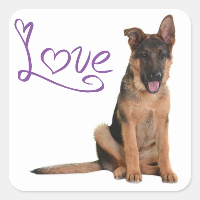 Love German Shepherd Puppy Dog Stickers (Front)