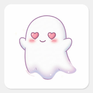 Love Ghost – Kawaii & Adorable! Square Sticker