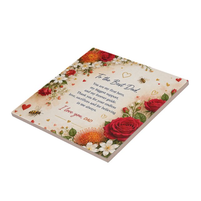 LOVE GIFT FOR FATHER'S DAY  CERAMIC TILE (Side)