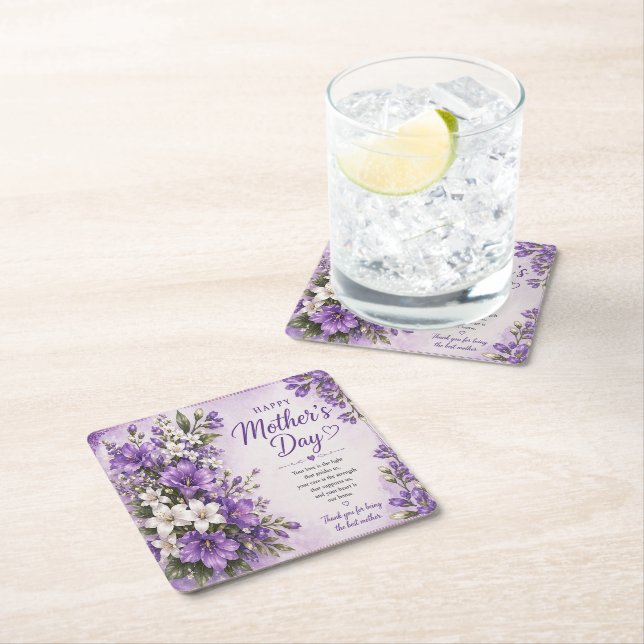LOVE GIFT FOR MOTHER'S DAY  SQUARE PAPER COASTER (Insitu)