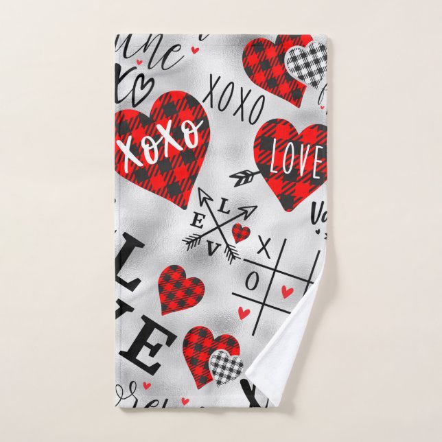 Love Gift Pattern, Xoxo, Love, Valentine's Decor Hand Towel (Hand Towel)