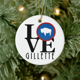 LOVE Gillette Wyoming Ceramic Ornament
