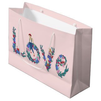 Love, girls and flowers large gift bag