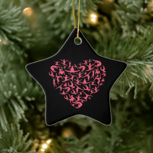 Love Girls Gymnastics - Silhouette Heart Ceramic Ornament