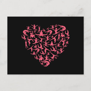 Love Girls Gymnastics - Silhouette Heart Postcard