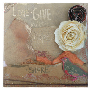 Love Give Hope Share Art Ceramic Tile
