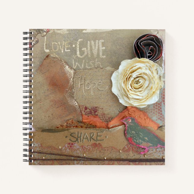 Love Give Hope Share Mixed Media Art Notebook (Front)