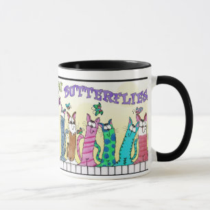 Love Gives you Butterflies- Cats on Fence Mug