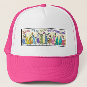 Love Gives you Butterflies- Cats on Fence Trucker Hat