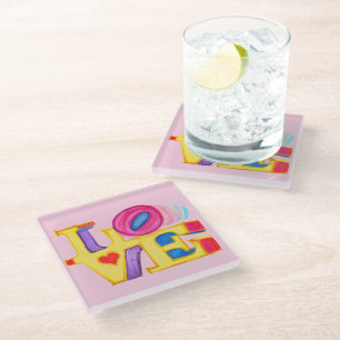 LOVE Glass Coasters