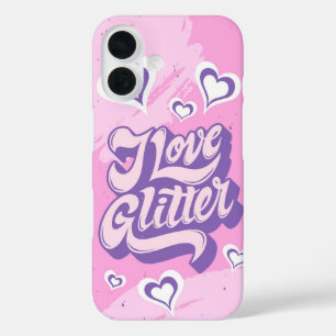Love Glitter – Y2K Girly Heart Aesthetic iPhone 16 Case