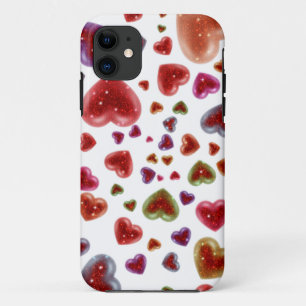 Love, glittery hearts 2 iPhone 11 case