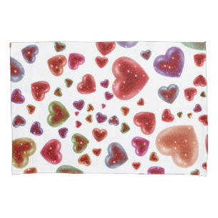 Love, glittery hearts 2 pillowcase
