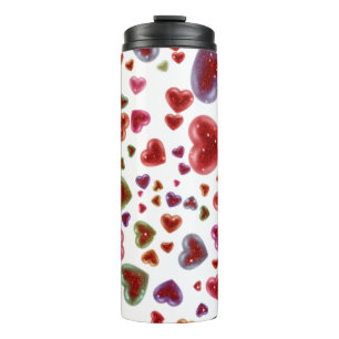 Love, glittery hearts 2 thermal tumbler