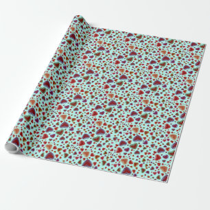 Love, glittery hearts, Blue Wrapping Paper
