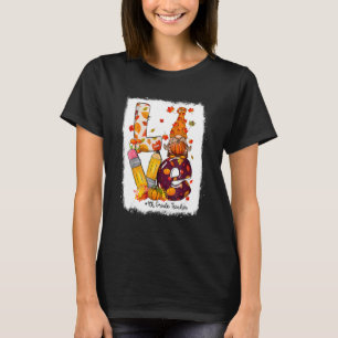 Love Gnome 4th Grade Teacher Autumn Fall Thanksgiv T-Shirt