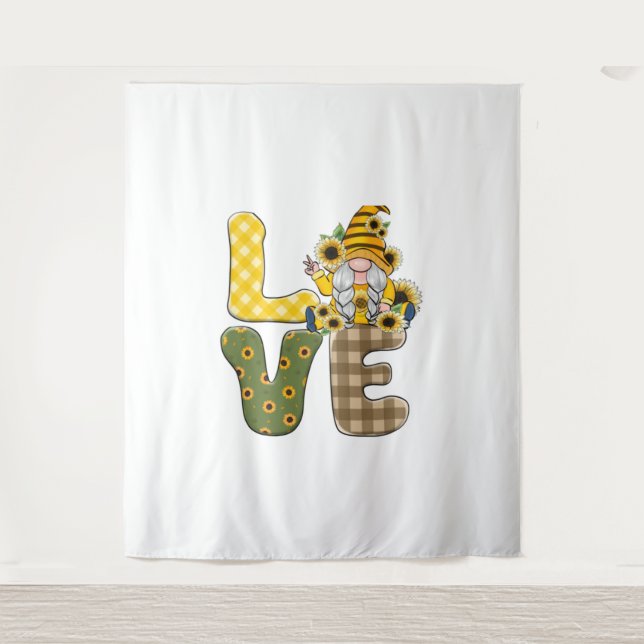 LOVE gnome and sunflowers Premium Scoop  Tapestry (Front)