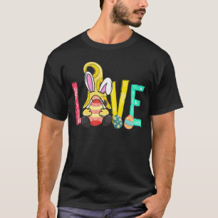 Love Gnome Bunny Sunflower Spring Hunt Eggs Happy T-Shirt