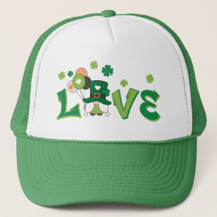 Love Gnome Green Shamrocks St. Patrick's Day Trucker Hat