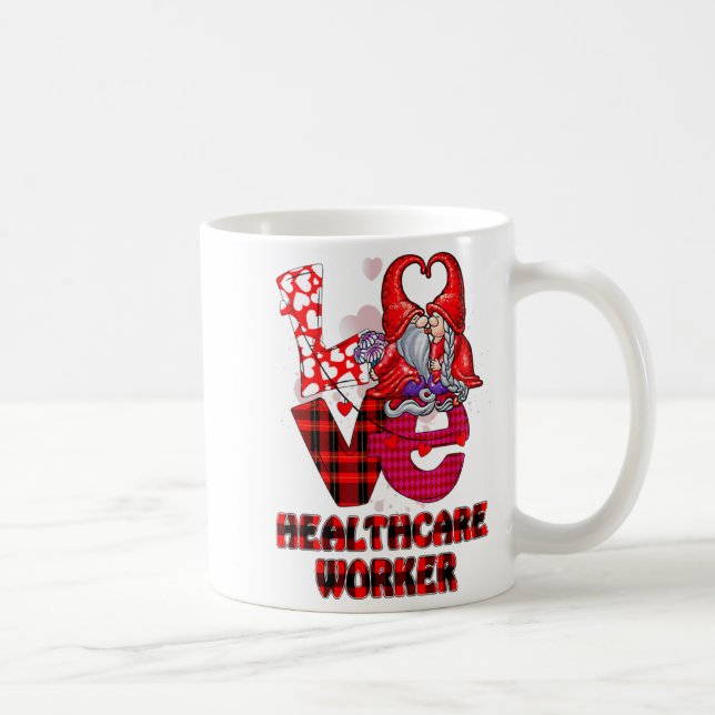 Love Gnome Healthcare Worker Valentines Day Heart  Coffee Mug (Right)