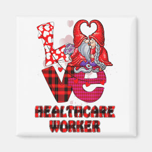 Love Gnome Healthcare Worker Valentines Day Heart Magnet
