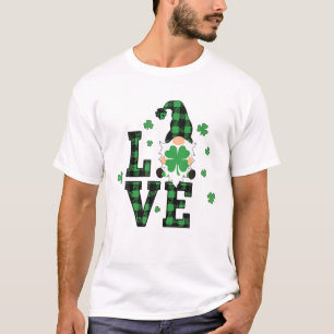 Love Gnome Plaid Gnomies St Patrick's Day Gnome Sh T-Shirt