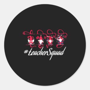 Love Gnome Teacher Squad Happy Valentine Gnome Tea Classic Round Sticker