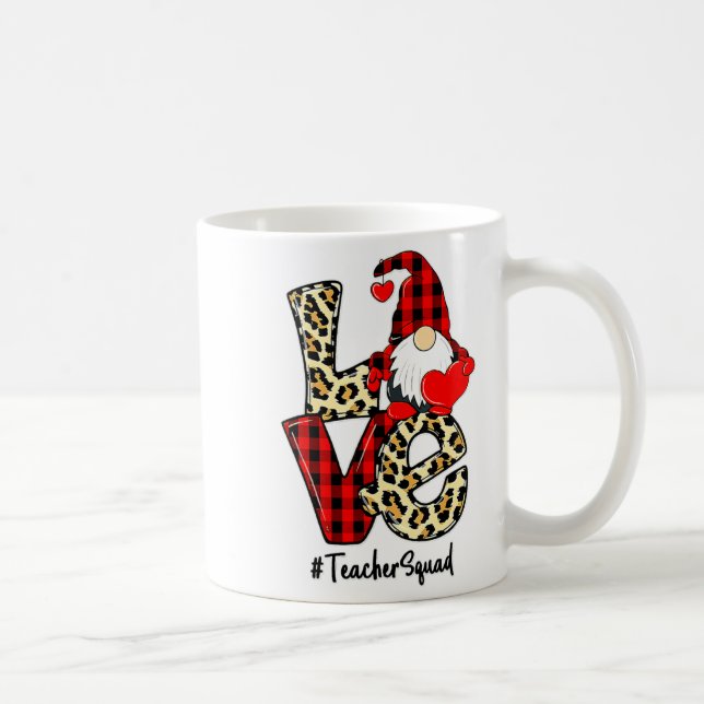 Love Gnome Teacher Squad Happy Valentine Gnome Tea Coffee Mug (Right)